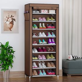 1 Set Of Brown 10-layer Shoe Cabinet With Dust Cover, Easy To Assemble, Portable Shoe Cabinet, Suitable For Various Scenes Such As Entrance, Storage S