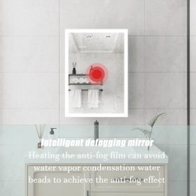 Bathroom Medicine Cabinet with Lights, 28×20 Inch LED Medicine Cabinet with Mirror, Lighted Medicine Cabinet with Defogger, Dimmer