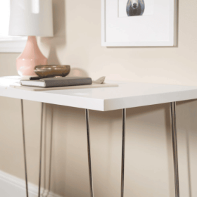 Mid-Century Modern Hairpin-Leg Computer Desk White