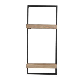 12x6x27" Iron and Wood Wall Shelf With Two Shelves