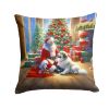 Great Pyrenees and Santa Claus Throw Pillow Machine Washable, Indoor Outdoor Decorative Pillow for Couch, Bed or Patio, 14Hx14W