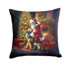 Irish Wolfhound and Santa Claus Throw Pillow Machine Washable, Indoor Outdoor Decorative Pillow for Couch, Bed or Patio, 14Hx14W