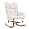 VEVOR Rocking Chair Nursery, Glider Rocking Chair with Soft Seat and High Backrest, 250 lbs Weight Capacity Teddy Fabric, Upholstered Glider Rocker Ch