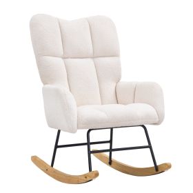 VEVOR Rocking Chair Nursery, Glider Rocking Chair with Soft Seat and High Backrest, 250 lbs Weight Capacity Teddy Fabric, Upholstered Glider Rocker Ch