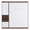 Full Size Murphy Bed Wall Bed with Cabinet,White