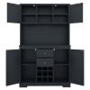 Coffee Bar Cabinet Kitchen Cabinet with Storage, Farmhouse Wine Cabinet with Drawers shelves and cabinets, Buffet Cabinet Wine & Glass Racks for Dinin