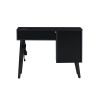 3 Pieces Bedroom Set with Queen Size Wooden Bed Frame, 1 Vintage Nightstand and 1 Makeup Vanity Set with Stool,Black (Expected Arrival Time: 08.23)