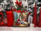 Great Pyrenees and Santa Claus Throw Pillow Machine Washable, Indoor Outdoor Decorative Pillow for Couch, Bed or Patio, 14Hx14W