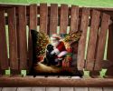 Newfoundland and Santa Claus Throw Pillow Machine Washable, Indoor Outdoor Decorative Pillow for Couch, Bed or Patio, 14Hx14W