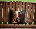 Miniature Pinscher and Santa Claus Throw Pillow Machine Washable, Indoor Outdoor Decorative Pillow for Couch, Bed or Patio, 14Hx14W