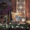 Ojos Azules Cat in Fall Leaves Throw Pillow Machine Washable, Indoor Outdoor Decorative Pillow for Couch, Bed or Patio, 14Hx14W