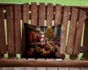 Cairn Terrier and Santa Claus Throw Pillow Machine Washable, Indoor Outdoor Decorative Pillow for Couch, Bed or Patio, 14Hx14W