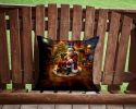 Rhodesian Ridgeback and Santa Claus Throw Pillow Machine Washable, Indoor Outdoor Decorative Pillow for Couch, Bed or Patio, 14Hx14W