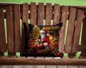 Fawn Pug and Santa Claus Throw Pillow Machine Washable, Indoor Outdoor Decorative Pillow for Couch, Bed or Patio, 14Hx14W