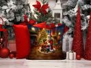Rhodesian Ridgeback and Santa Claus Throw Pillow Machine Washable, Indoor Outdoor Decorative Pillow for Couch, Bed or Patio, 14Hx14W