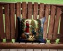 Doberman Pinscher and Santa Claus Throw Pillow Machine Washable, Indoor Outdoor Decorative Pillow for Couch, Bed or Patio, 14Hx14W