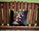 Bichon Frise and Santa Claus Throw Pillow Machine Washable, Indoor Outdoor Decorative Pillow for Couch, Bed or Patio, 14Hx14W