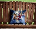 Chow Chow and Santa Claus Throw Pillow Machine Washable, Indoor Outdoor Decorative Pillow for Couch, Bed or Patio, 14Hx14W