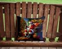 Welsh Springer Spaniel and Santa Claus Throw Pillow Machine Washable, Indoor Outdoor Decorative Pillow for Couch, Bed or Patio, 14Hx14W