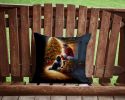 Tibetan Terrier and Santa Claus Throw Pillow Machine Washable, Indoor Outdoor Decorative Pillow for Couch, Bed or Patio, 14Hx14W