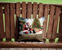 Black Pug and Santa Claus Throw Pillow Machine Washable, Indoor Outdoor Decorative Pillow for Couch, Bed or Patio, 14Hx14W