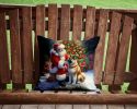 Akita and Santa Claus Throw Pillow Machine Washable, Indoor Outdoor Decorative Pillow for Couch, Bed or Patio, 14Hx14W