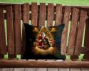 Tibetan Mastiff and Santa Claus Throw Pillow Machine Washable, Indoor Outdoor Decorative Pillow for Couch, Bed or Patio, 14Hx14W