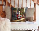 French Bulldog and Santa Claus Throw Pillow Machine Washable, Indoor Outdoor Decorative Pillow for Couch, Bed or Patio, 14Hx14W