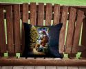 English Bulldog and Santa Claus Throw Pillow Machine Washable, Indoor Outdoor Decorative Pillow for Couch, Bed or Patio, 14Hx14W