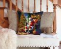 Welsh Springer Spaniel and Santa Claus Throw Pillow Machine Washable, Indoor Outdoor Decorative Pillow for Couch, Bed or Patio, 14Hx14W