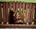 Shiba Inu and Santa Claus Throw Pillow Machine Washable, Indoor Outdoor Decorative Pillow for Couch, Bed or Patio, 14Hx14W