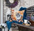 Australian Mist Cat in Fall Leaves Throw Pillow Machine Washable, Indoor Outdoor Decorative Pillow for Couch, Bed or Patio, 18Hx18W
