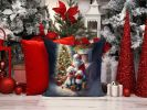 Bichon Frise and Santa Claus Throw Pillow Machine Washable, Indoor Outdoor Decorative Pillow for Couch, Bed or Patio, 14Hx14W