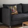 French Bulldog and Santa Claus Throw Pillow Machine Washable, Indoor Outdoor Decorative Pillow for Couch, Bed or Patio, 14Hx14W