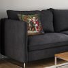 Leonberger and Santa Claus Throw Pillow Machine Washable, Indoor Outdoor Decorative Pillow for Couch, Bed or Patio, 14Hx14W