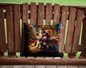 Old English Sheepdog and Santa Claus Throw Pillow Machine Washable, Indoor Outdoor Decorative Pillow for Couch, Bed or Patio, 14Hx14W