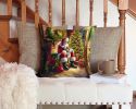 Shiba Inu and Santa Claus Throw Pillow Machine Washable, Indoor Outdoor Decorative Pillow for Couch, Bed or Patio, 14Hx14W