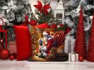 Havanese and Santa Claus Throw Pillow Machine Washable, Indoor Outdoor Decorative Pillow for Couch, Bed or Patio, 14Hx14W