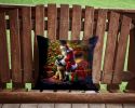 Irish Wolfhound and Santa Claus Throw Pillow Machine Washable, Indoor Outdoor Decorative Pillow for Couch, Bed or Patio, 14Hx14W