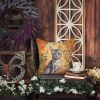 Egyptian Mau Cat in Fall Leaves Throw Pillow Machine Washable, Indoor Outdoor Decorative Pillow for Couch, Bed or Patio, 18Hx18W
