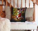 Shih Tzu and Santa Claus Throw Pillow Machine Washable, Indoor Outdoor Decorative Pillow for Couch, Bed or Patio, 14Hx14W
