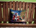 Manchester Terrier and Santa Claus Throw Pillow Machine Washable, Indoor Outdoor Decorative Pillow for Couch, Bed or Patio, 14Hx14W
