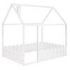 (Slats are not included) Full Size Wood Bed House Bed Frame with Fence,for Kids,Teens,Girls,Boys (White )(OLD SKU:WF281294AAK)