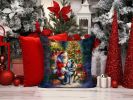 Alaskan Malamute and Santa Claus Throw Pillow Machine Washable, Indoor Outdoor Decorative Pillow for Couch, Bed or Patio, 14Hx14W