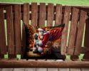 Havanese and Santa Claus Throw Pillow Machine Washable, Indoor Outdoor Decorative Pillow for Couch, Bed or Patio, 14Hx14W