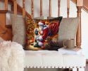 Havanese and Santa Claus Throw Pillow Machine Washable, Indoor Outdoor Decorative Pillow for Couch, Bed or Patio, 14Hx14W