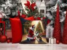NEW Bull Terrier and Santa Claus Throw Pillow Machine Washable, Indoor Outdoor Decorative Pillow for Couch, Bed or Patio, 14Hx14W