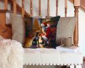 German Wirehaired Pointer and Santa Claus Throw Pillow Machine Washable, Indoor Outdoor Decorative Pillow for Couch, Bed or Patio, 14Hx14W