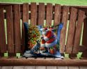 Australian Cattle Dog and Santa Claus Throw Pillow Machine Washable, Indoor Outdoor Decorative Pillow for Couch, Bed or Patio, 14Hx14W