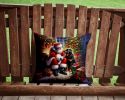Rottweiler and Santa Claus Throw Pillow Machine Washable, Indoor Outdoor Decorative Pillow for Couch, Bed or Patio, 14Hx14W